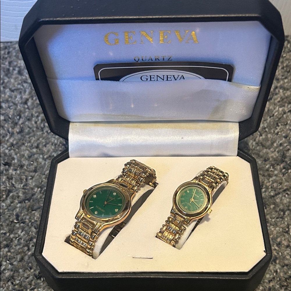 Geneva His and Hers Gold Watch Set with Emerald Green Face MSRP $249.00